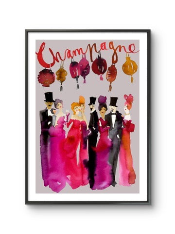 The Champagne Party - Plum Background