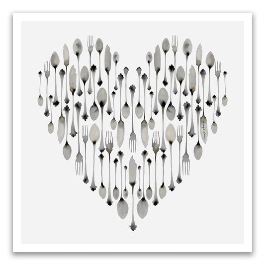 print space cutlery heart