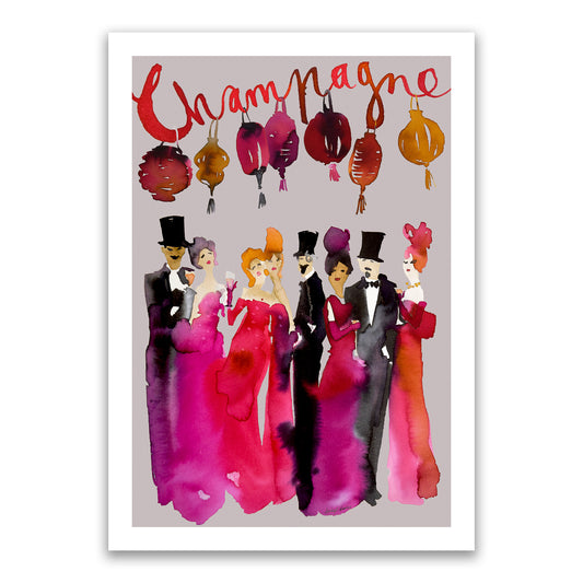 The Champagne Party - Plum Background